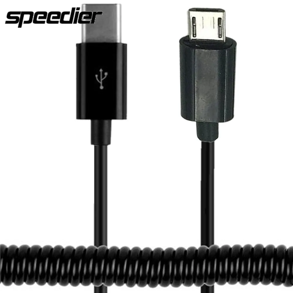 Spiral Coiled USB 3.1 Type C Male To USB 2.0 Micro 5Pin & Mini USB Stretch Spring Curl Cable 1m 3m