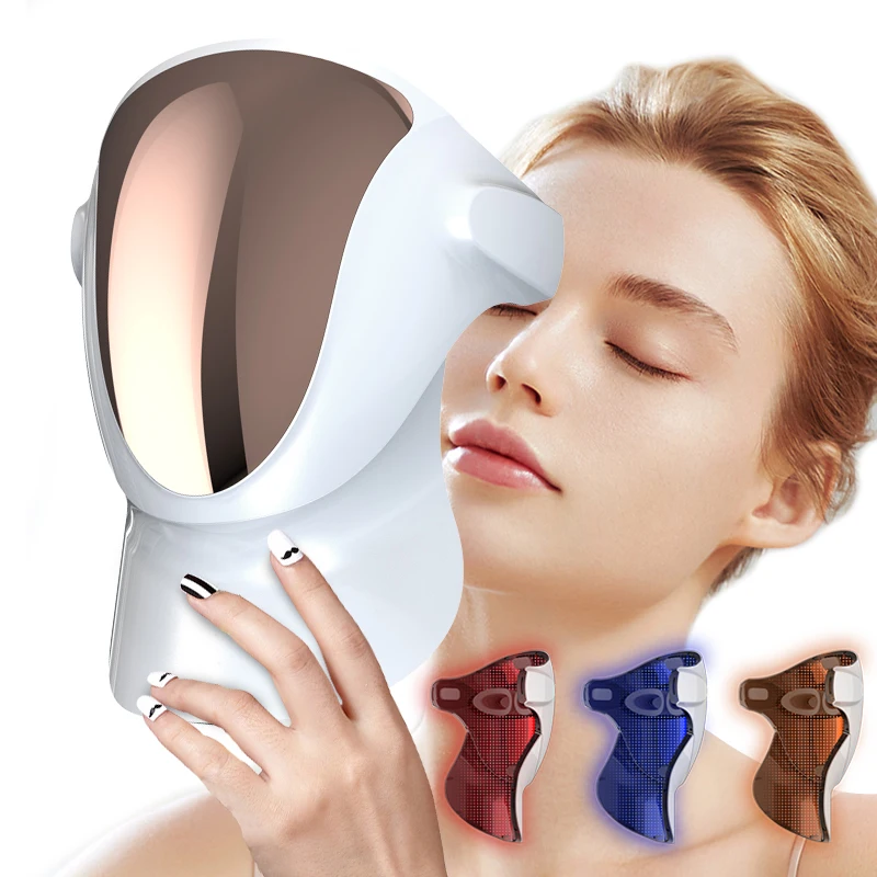 PDT beauty Portable USB Infrared Red light Colorful LED Beauty Mask Facial red light therapy OEM ODM led Face Mask with neck