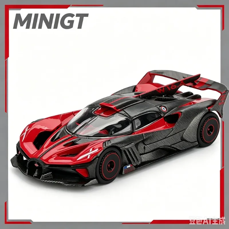 

MINIGT 1:64 # 1105 Bugatti Bolide red alloy die-casting car model simulation static ornament, adult collectible, male toy.