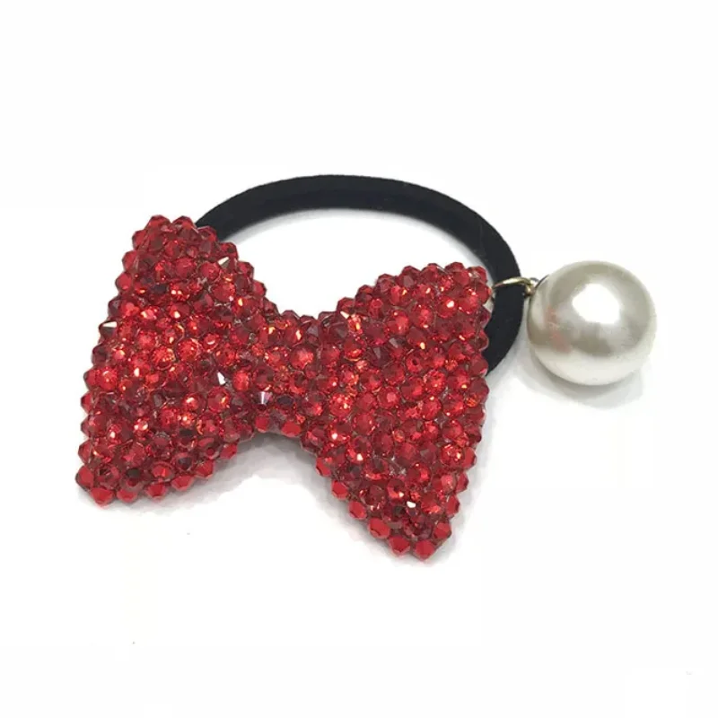 Fashion Crystal Bow Elastic Hair Band Luxury Pearl Rhinestone Jewelry Hair Rubber Bands Rope Headbands Women Hair Accessories