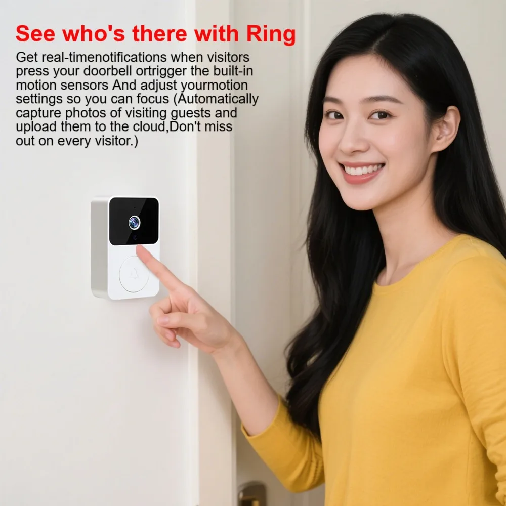 Smart Wireless Video Doorbell 2.4G WIFI HD Night Vision Capture Face Images Storage 2-way Voice Intercom Remote Monitor