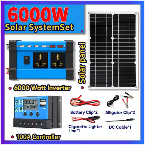 Off-Grid Power Bundle: 6000W Bendable Solar System with MPPT Controller &amp; Hybrid Inverter for Cabins/Vans