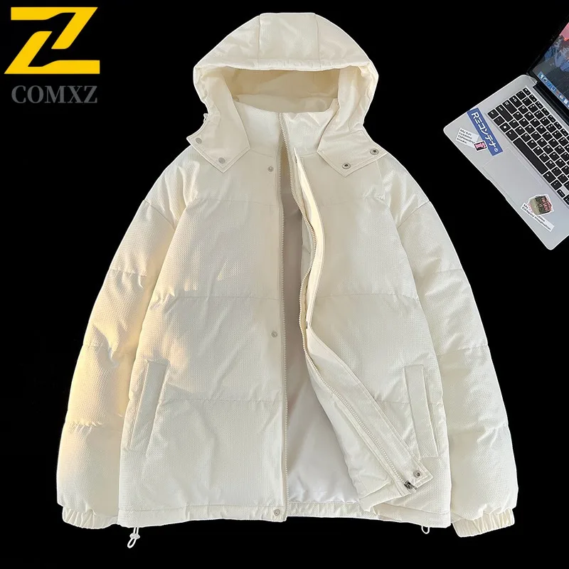 سترة COMXZ للرجال مملوءة في الهواء الطلق كاجوال بقلنسوة للمغامرة سترة سميكة ودافئة موضة السفر سترات شتوية مقاومة للبرودة