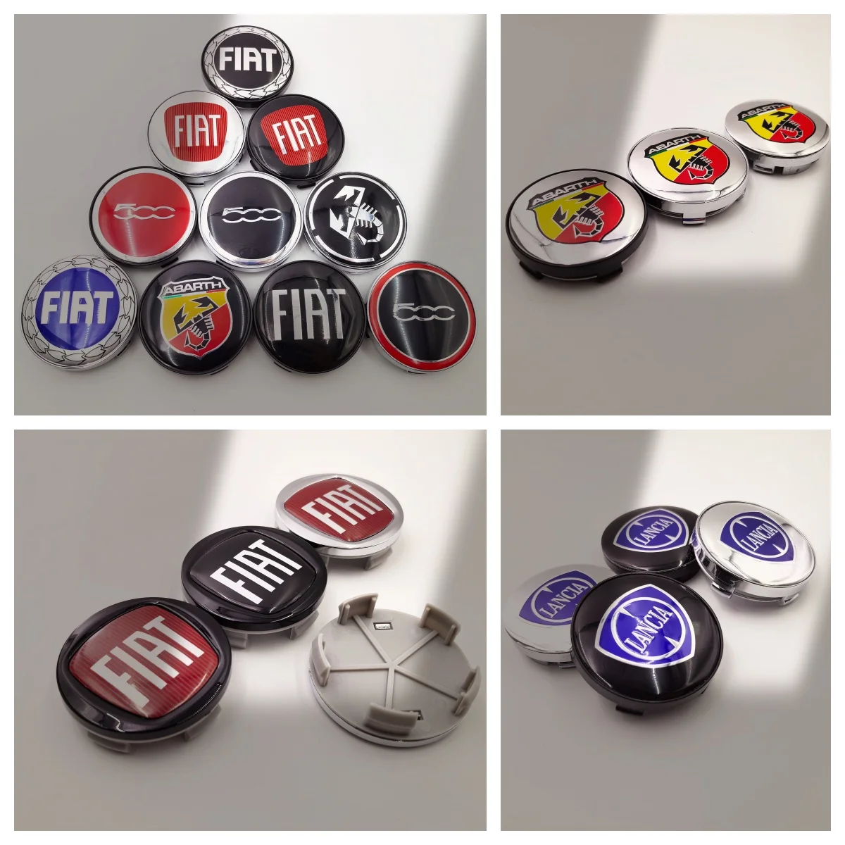 10 unidades de tapas de buje de rueda de 60 mm para Fiat 500 Abarth Lancia, estilo automotriz, cubierta de repuesto para el centro de la rueda, tapa antipolvo