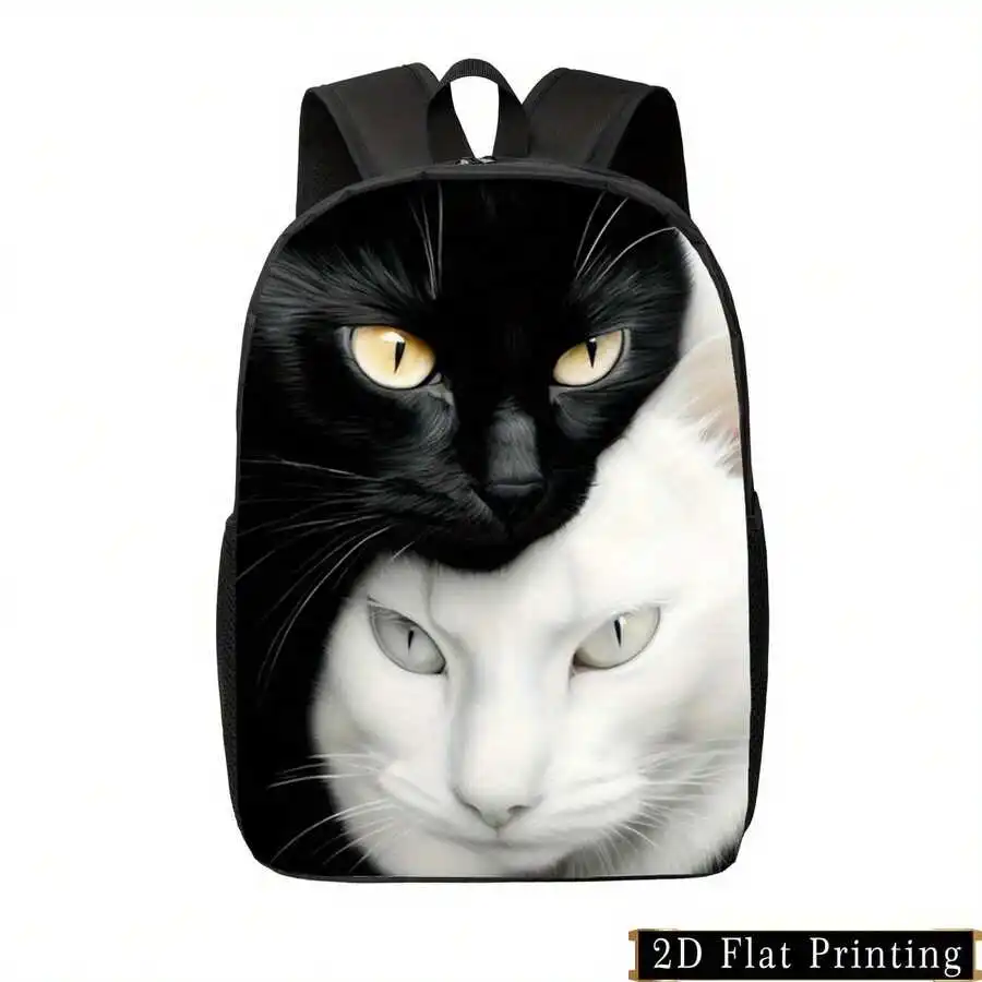 Cat Print Backpack For Adults - Lightweight Large Capacity Adjustable Straps Side Pocket Foldable Commuting Travel Fitness