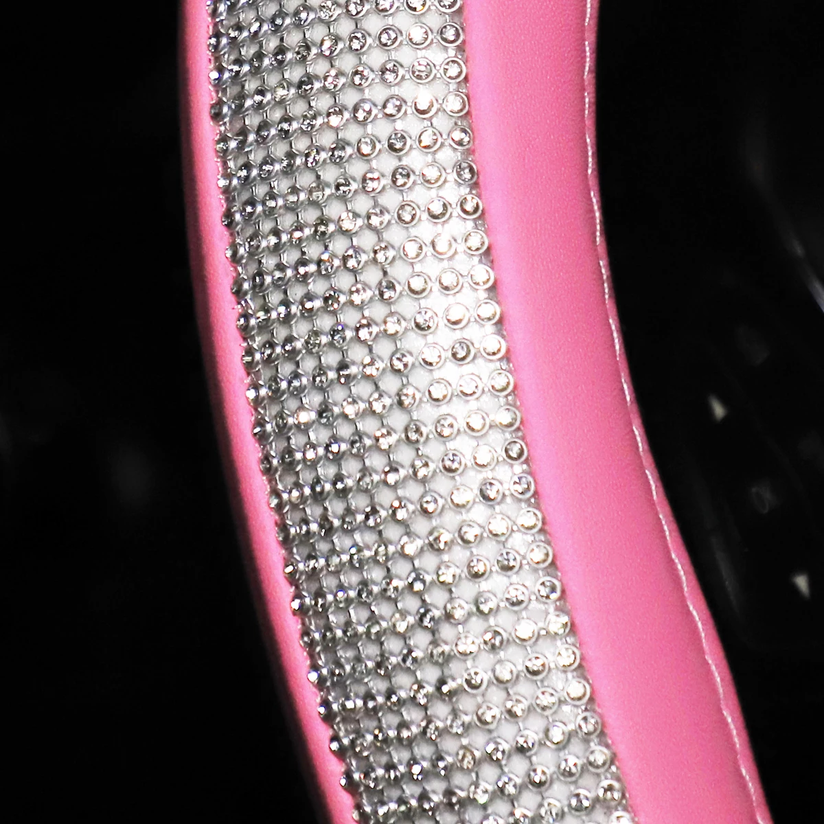 1 diamond-encrusted flash BlingblingPU leather loop car steering wheel cover fits 14.5-15 \