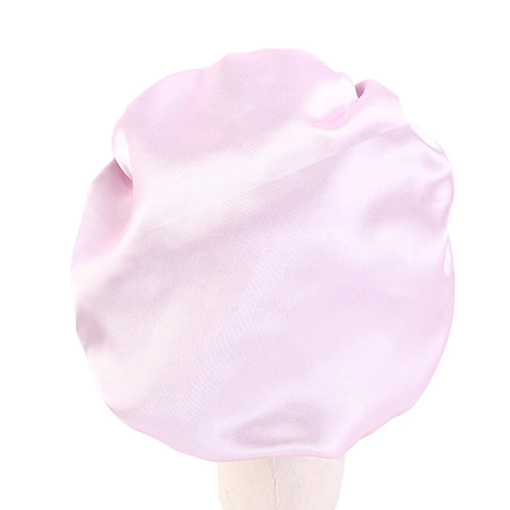 

2pcs Kids Satin Round Cap Elastic Hair Protection Sleep Bathing Hat For Children Lightweight Machine Washable Ideal For Home