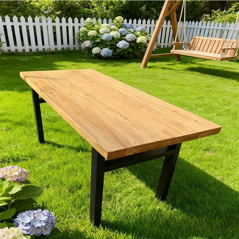 Solid wood tea table old elm tea table door panel table retro homestay tea