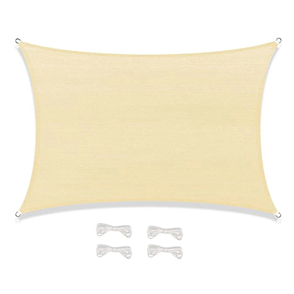 Weather Resistant Shade Sail Awning 2.5*3cm Rectangle Canopy 185 GSM High-density Polyethylene Easy Installation