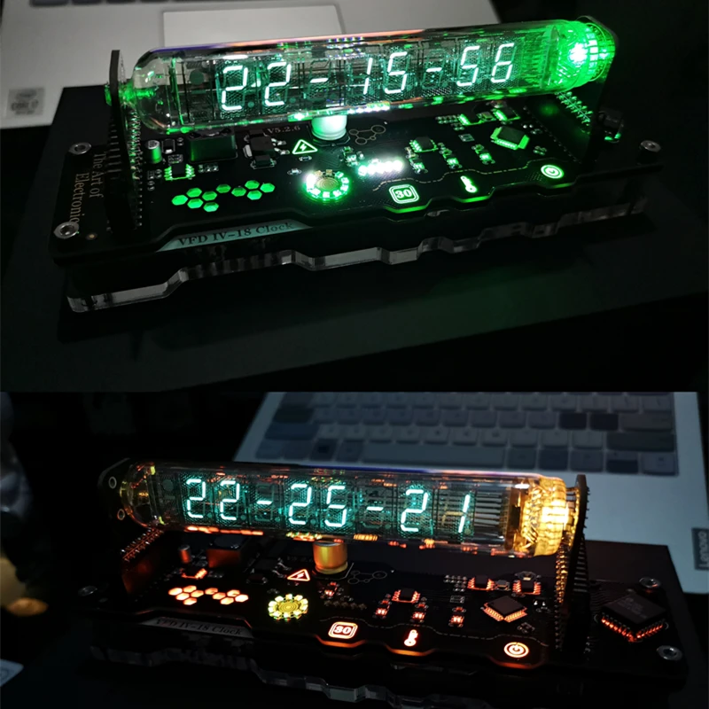 New IV-18 VFD Tube Clock Refer Nixie Tube Clock RGB LED Home Decor Clock Remote Control Digital Table Clock