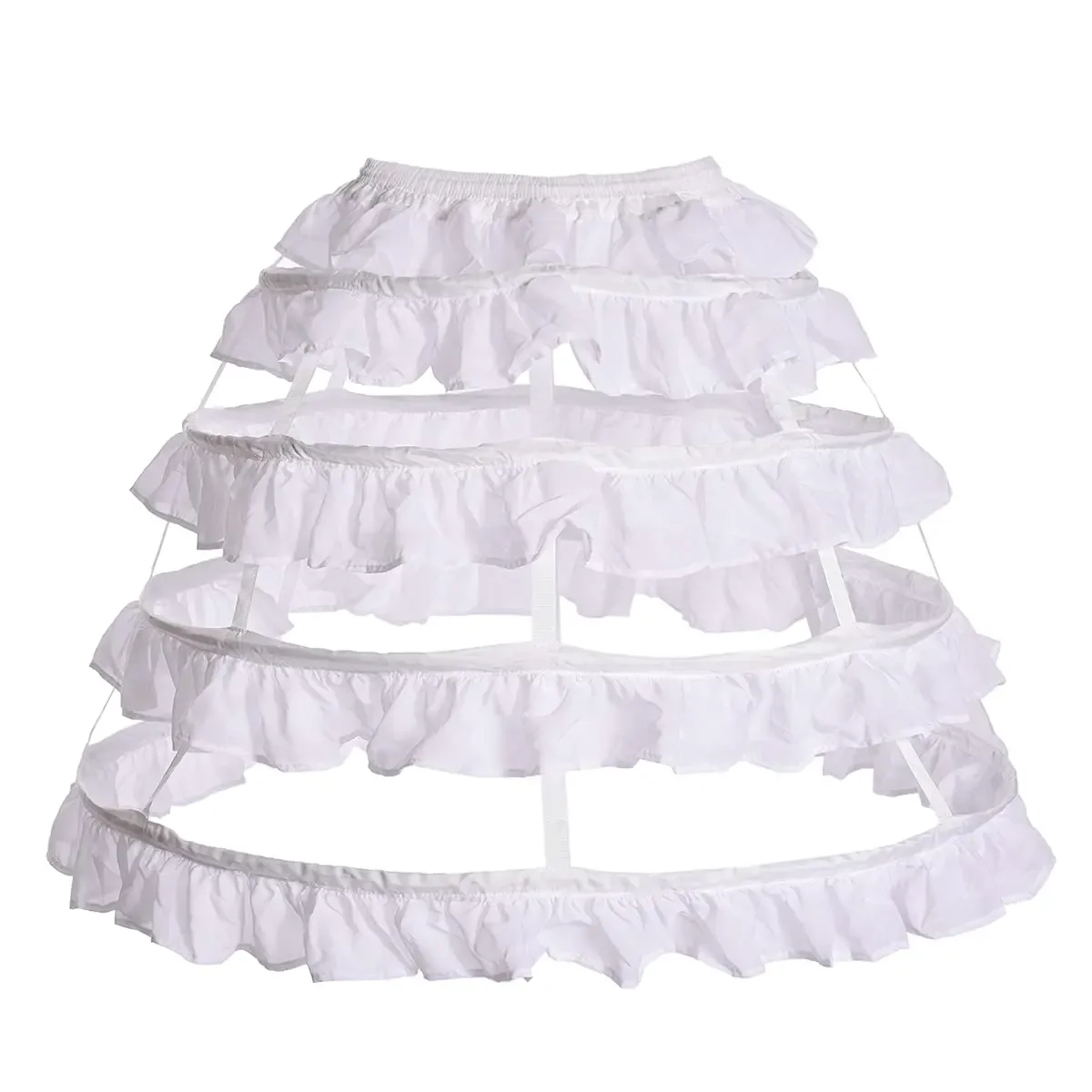 

Women's 4 Hoops Costume Crinoline Lolita Girls Chiffon Petticoat Skirt Pannier Cosplay Underskirt