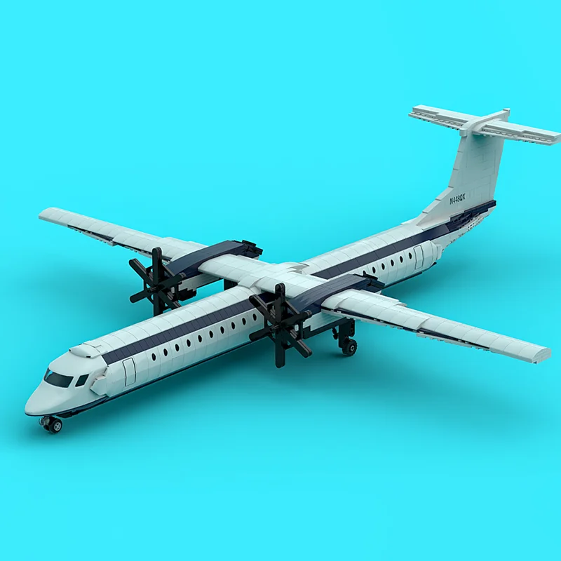 Raumschiff Moc Bausteine Modular Dash 8 Q400 Kommerzielle Flugzeug Technologie Blöcke Weihnachten DIY Spielzeug Bau Geschenke