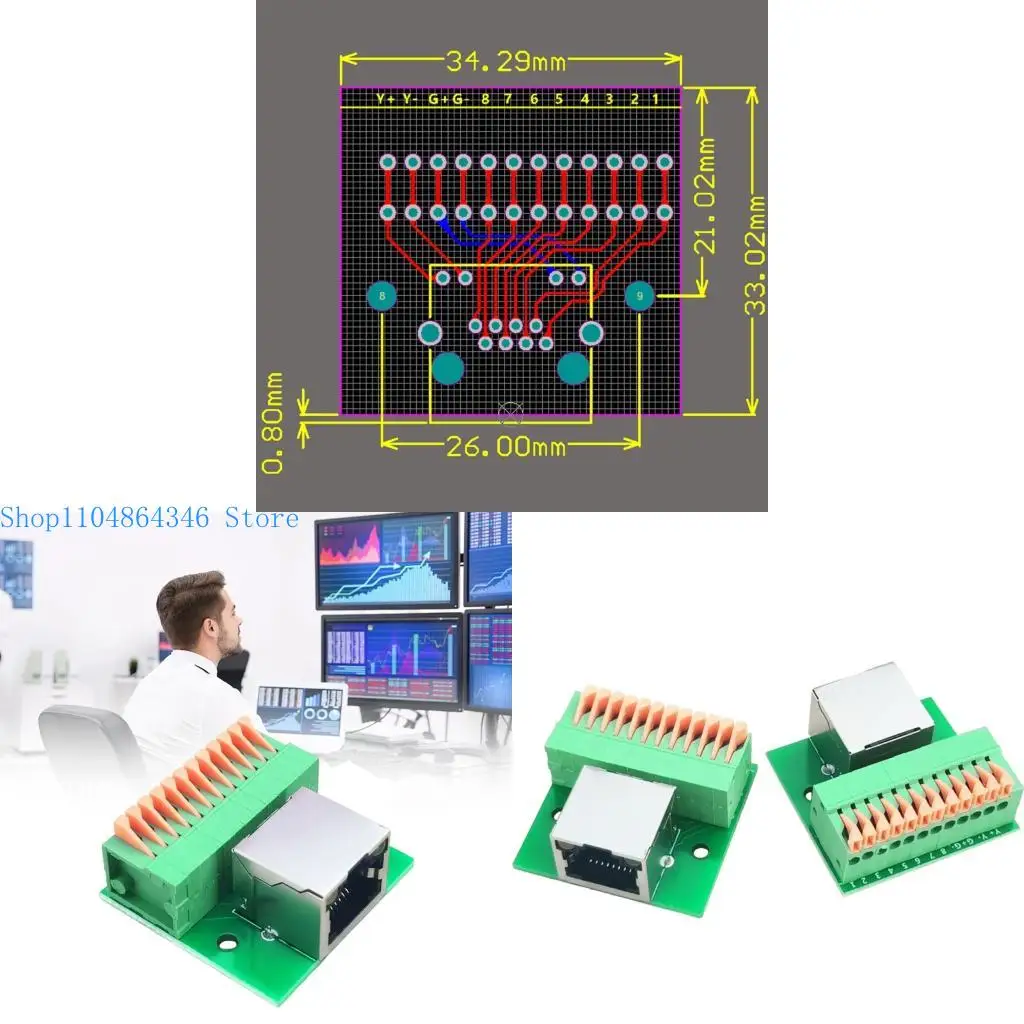 5asd RJ45 Ethernet Female Connectors DIN Mountable LED Terminals Block No Solder