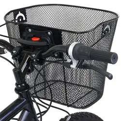 Metal Mesh Bike Basket Bike Hanging Basket MTB Bicycle Front Handlebar Basket with Handle Bracket Bike Storage Front Baskets