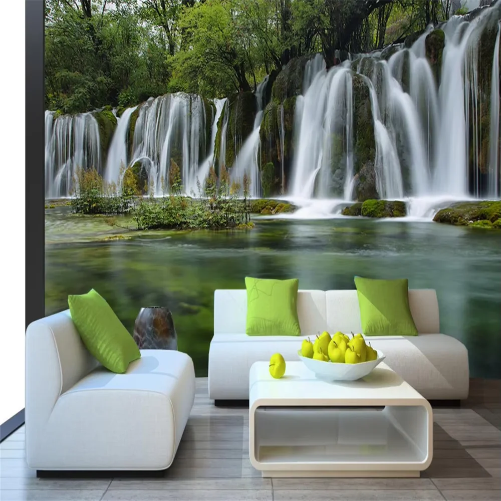 custom Forest Waterfall Wallpaper Modern Photo Murals wallpapers for Living Room Sofa Study bar restaurant Background
