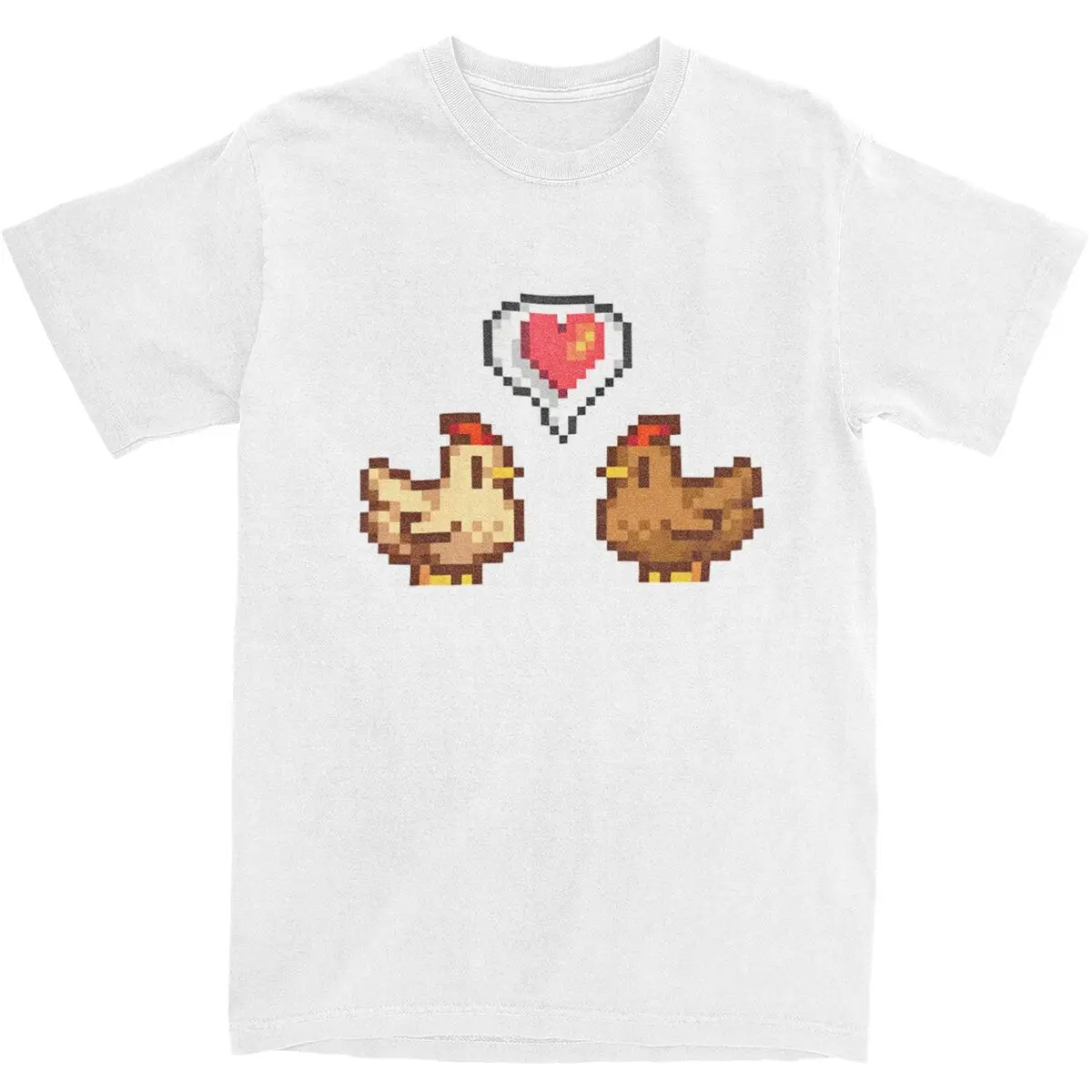 

Mens T-Shirt Stardew Valley Chicken Love T-Shirts Hip Hop Custom Printed Graphic Beach Tees Vintage Cotton Tops Plus Size 6XL
