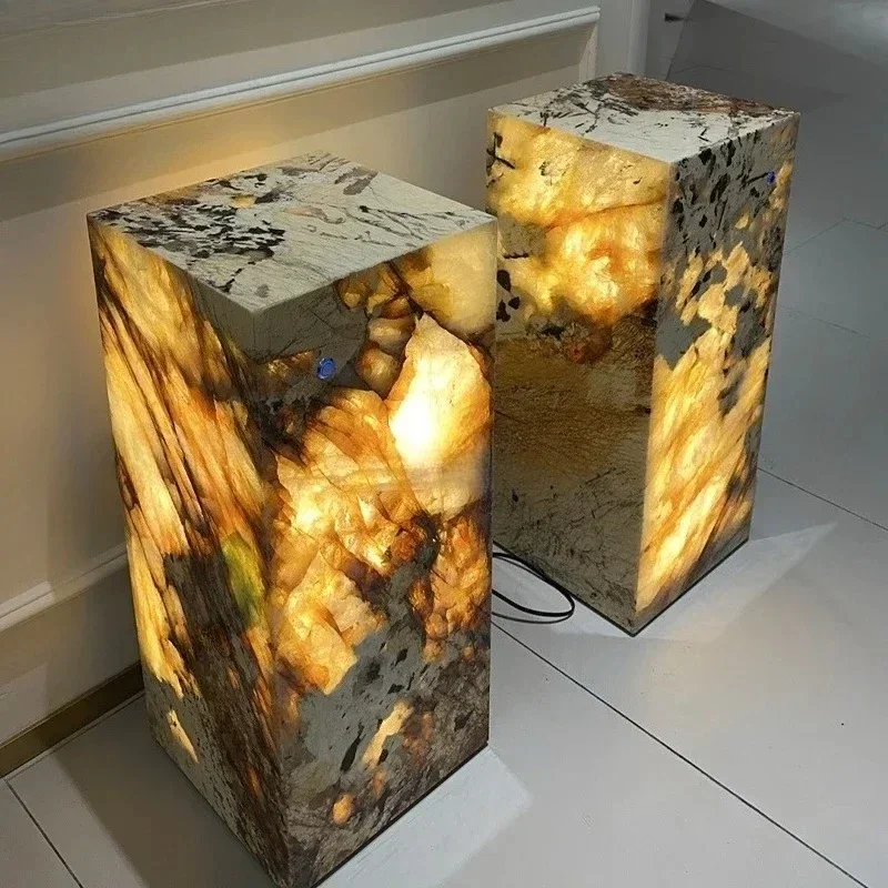 

Marble Led Light Marble Floor Lamp Dining Table with Kitchen Bedside Bar Nordic Stone Floor Light