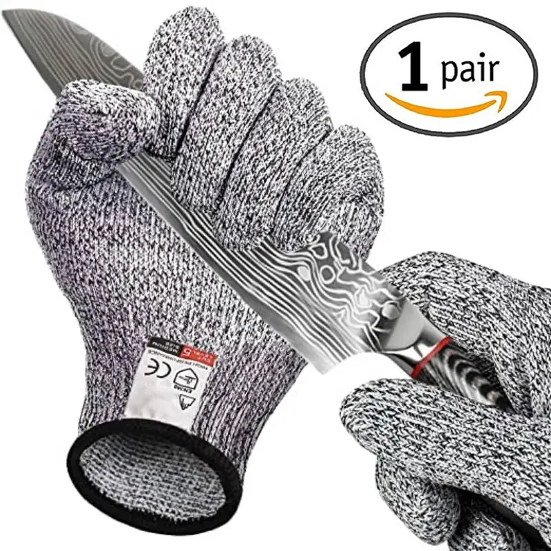 1 Pair Cut Resistant Gloves Food Grade Safety Cutting Gloves Level 5 Protection Supplies Gardening Garden Labor Protection Glove