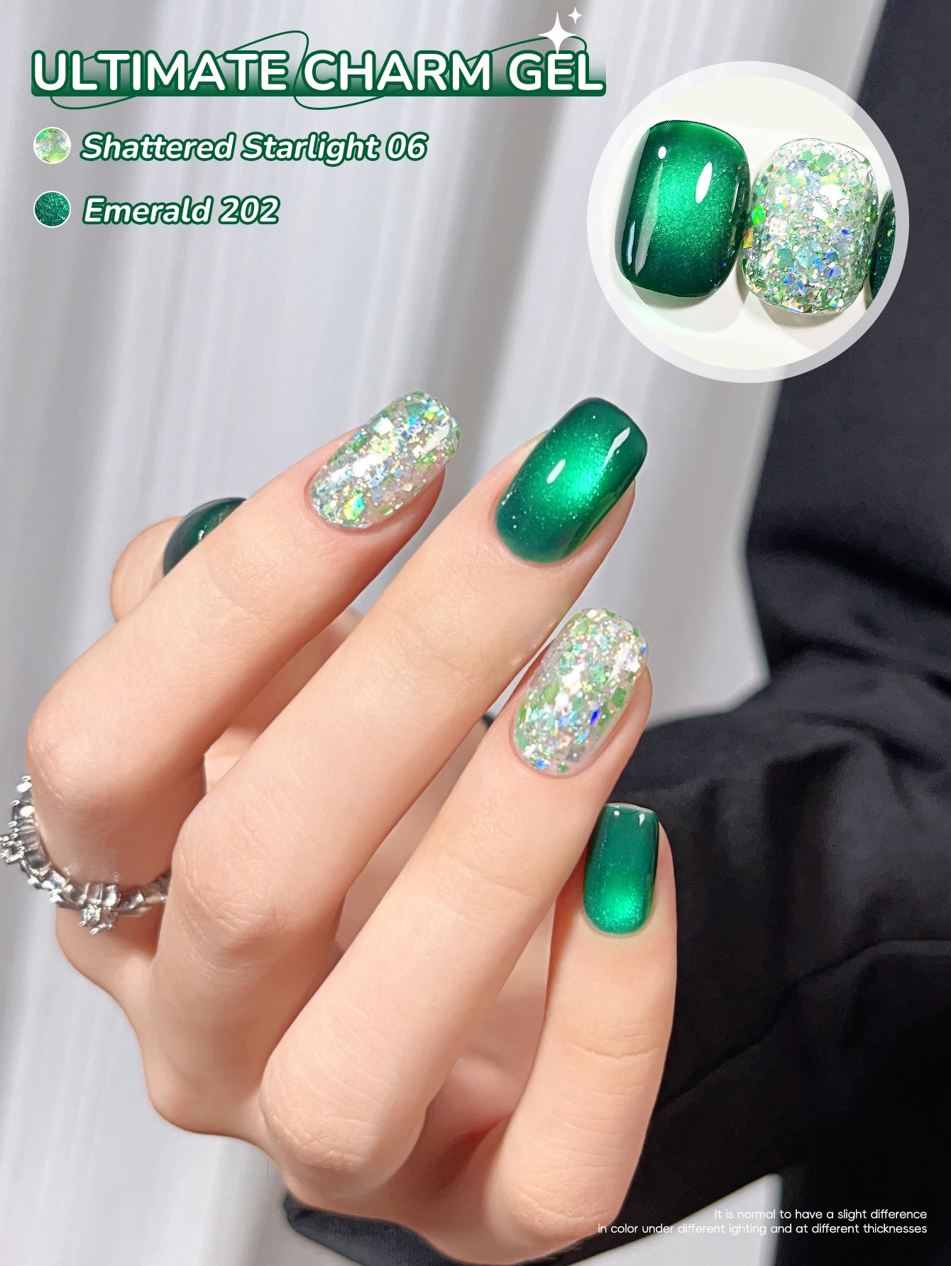 XEJAYI 2Pcs 15ml 그린 고양이 눈 젤 매니큐어 세트, UV LED 담그는 네일 젤, 반영구적, DIY 살롱 품질 네일 아트 젤