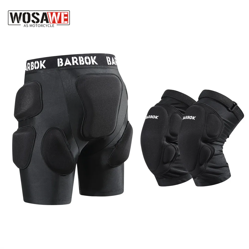 WOSAWE Ski Hip Protector Pants Fall Prevention Butt Roller Skating Ice Scooter Sports Protective Gear Knee Elbow Pads