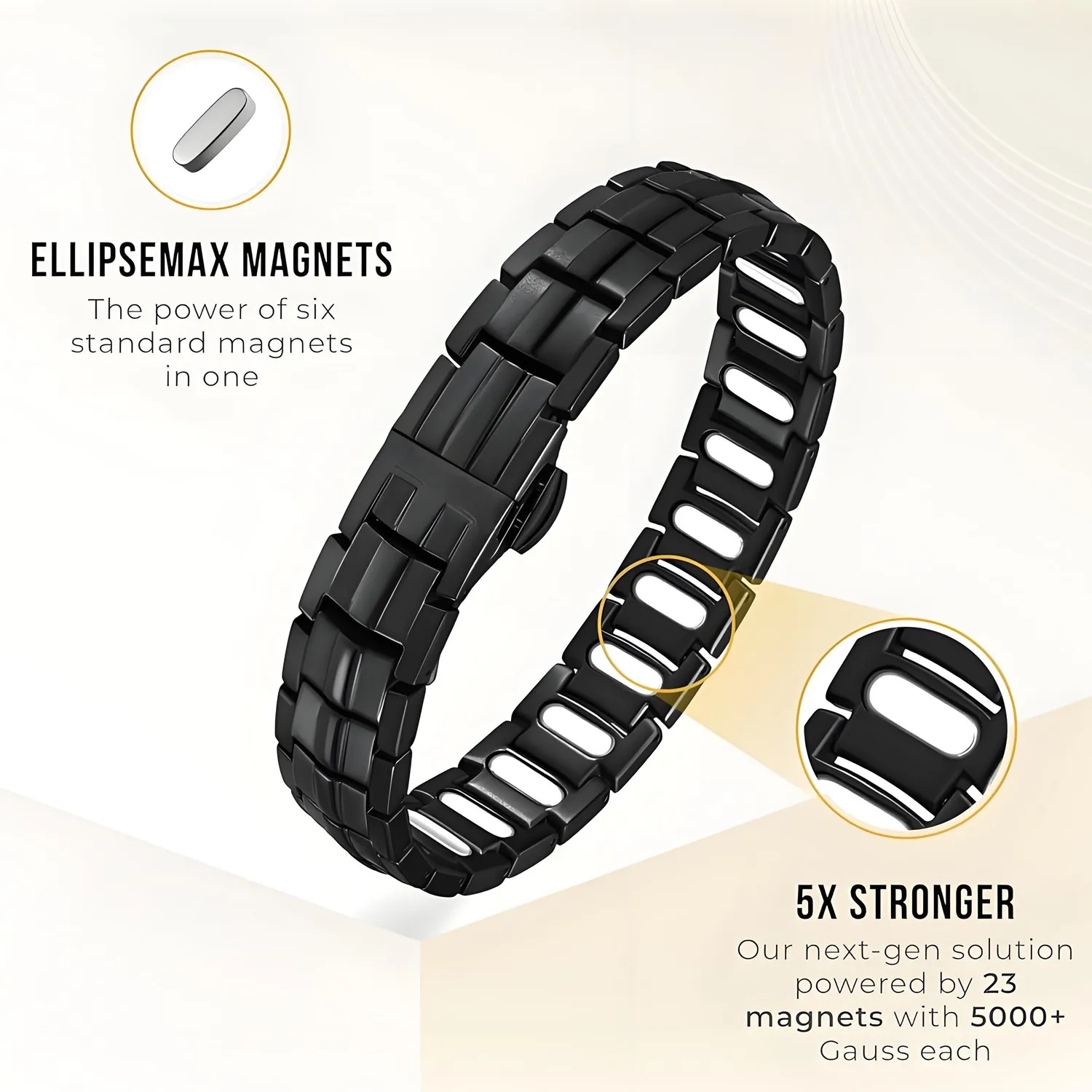 ARADOO Premium Titanium Steel Bracelets for Men with 5X Strength 5000 Gauss Neodymium Magnetic Wristband Jewelry Gifts