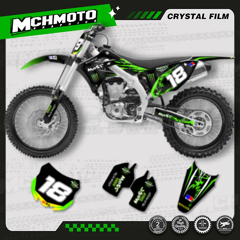 

MCHMFG MOTOR Custom Team Motorcycle Graphics Decals Stickers Kit For KAWASAKI 2012 2013 2014 2015 KXF450 KXF 450 002