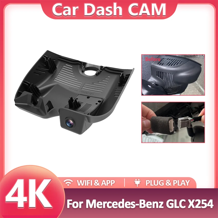For Mercedes-Benz GLC X254 (2nd Gen)2023-2026 Plug and Play Front and Rear Dash Cam for Car Camera Recorder Dashcam WIFI Car Dvr