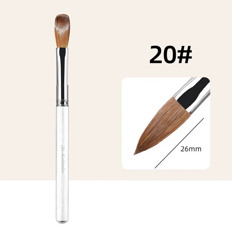 1Pc Kolinsky Sable Nail Art Brush Acrylic UV Gel Extension Pen Nail Polish Painting Drawing Brush 8#-20#