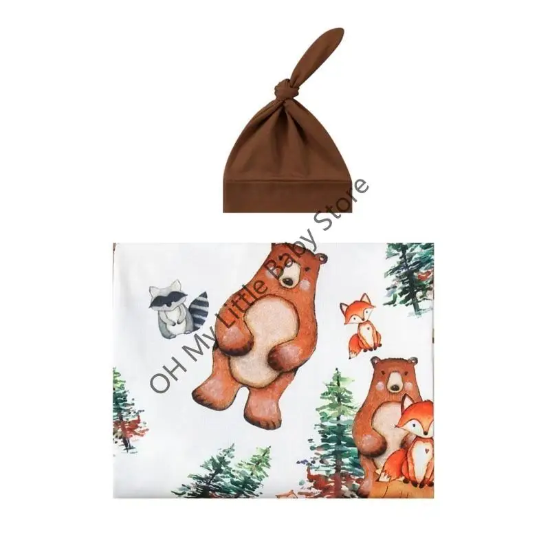 M76C 2 قطعة/مجموعة الوليد التقميط بطانية الرضع النوم التفاف القماش مع قبعة تنفس الرضع الاشياء الجنس محايد للطفل #1