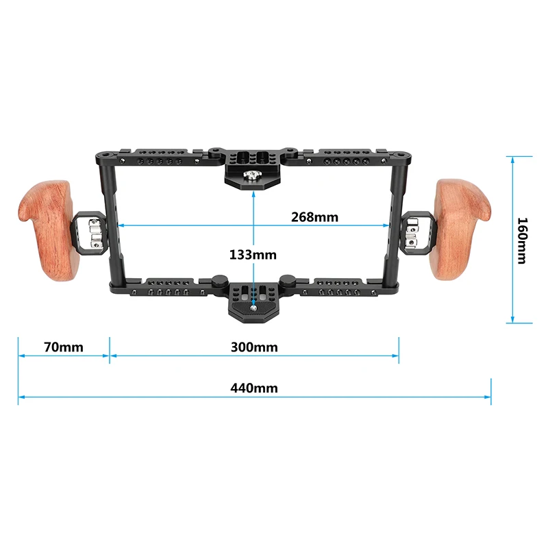 Camvate ajustável monitor gaiola rig com alças de madeira 1/4 "parafuso de montagem & barras transversais para 5" & 7 "monitor atmos ninja inferno