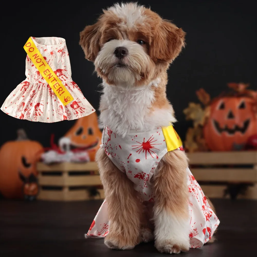 Bloody Halloween Blood Skirt Dog Soft Comfortable Halloween Pet Clothes Warm Personality Pet Cosplay Costumes Festive Atmosphere