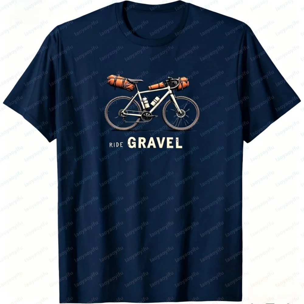 Men's Casual Gravel Bike Graphic T-Shirt - Short Sleeve Summer Tee for Outdoor Adventures Adventure Clothing Tee Comfortable Top