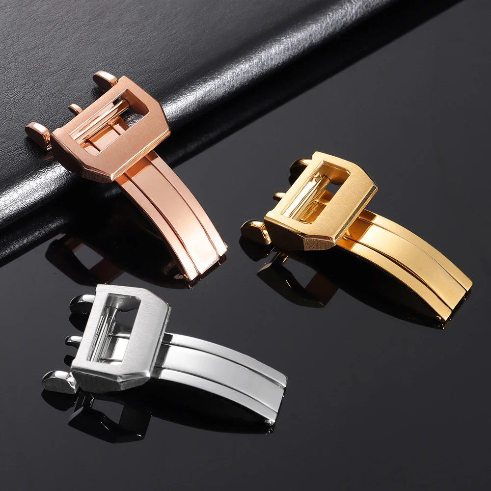18mm Stainless Steel Deployment Folding Clasp Buckle for IWC Pilot Mark Portuguese Portofino Rubber Cowhide Bracelet Accessories