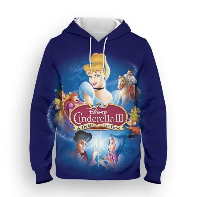 Disney Boys Girls Hoodies Oversized Women's Hoodies 3D Printing New Pullovers MINISO Women's Hoodies Cinderella Men's Clothing