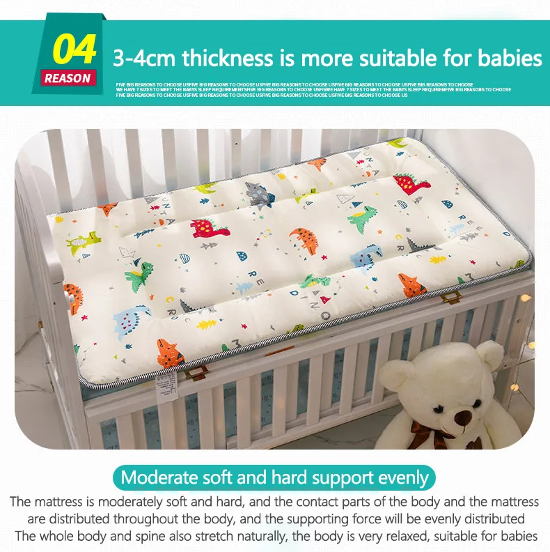 IMBABY Bed Mattresses Thick Baby Cradle Mattress Pad Cute Cartoon Baby Bed Mattress Crib Cotton Mattress Cradle 120x60 135X60