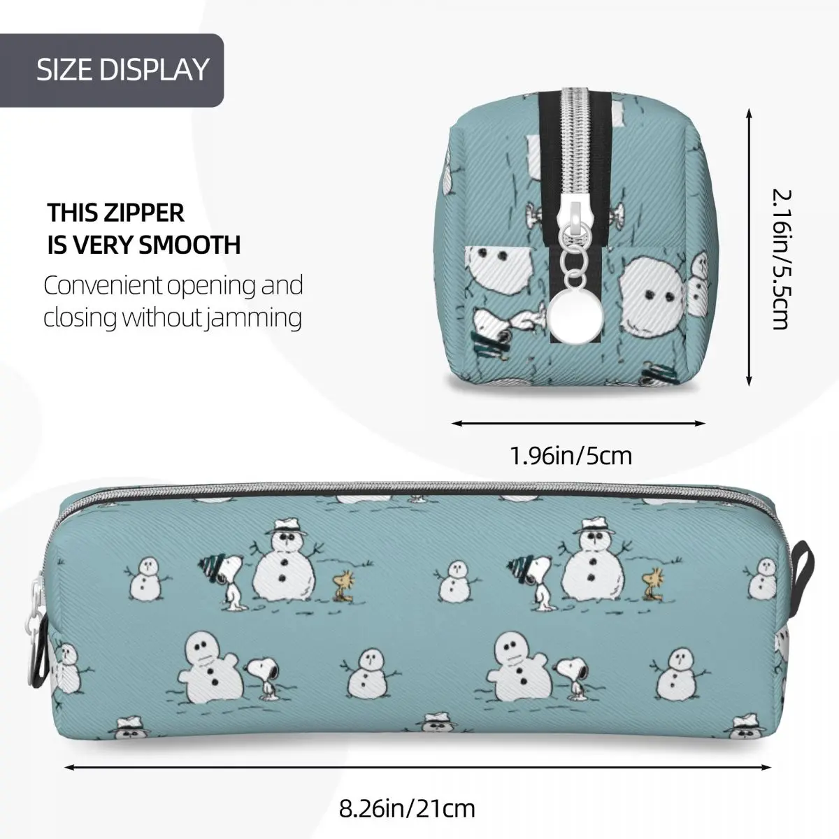 Snoopy Woodstock Winter Break Pattern astucci portapenne portapenne per studenti borsa studenti scuola cerniera cancelleria