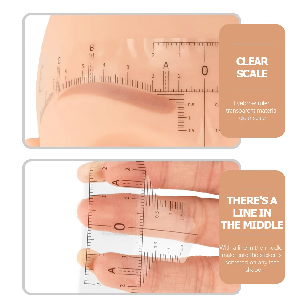 50 قطعة ملصق تحديد المواقع الحاجب حاكم قالب قياس احترافي لمجموعة أدوات رسم رسم الحواجب المتناظرة المثالية #2