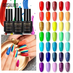 ROSALIND 7ml Gel Nail Polish Glass Bottle Matt Top Base Soak Off UV LED Nail Lacquer Rainbow Color Gel Varnish Semi Permanent