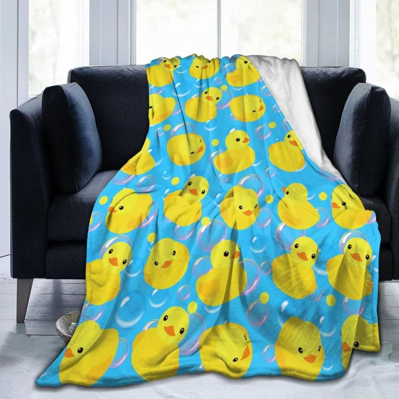 Yellow Rubber Ducks Throw Blanket Gifts Soft Warm Fleece Blankets for Bed Chair Car Sofa Couch Bedroom 50X70 Inch