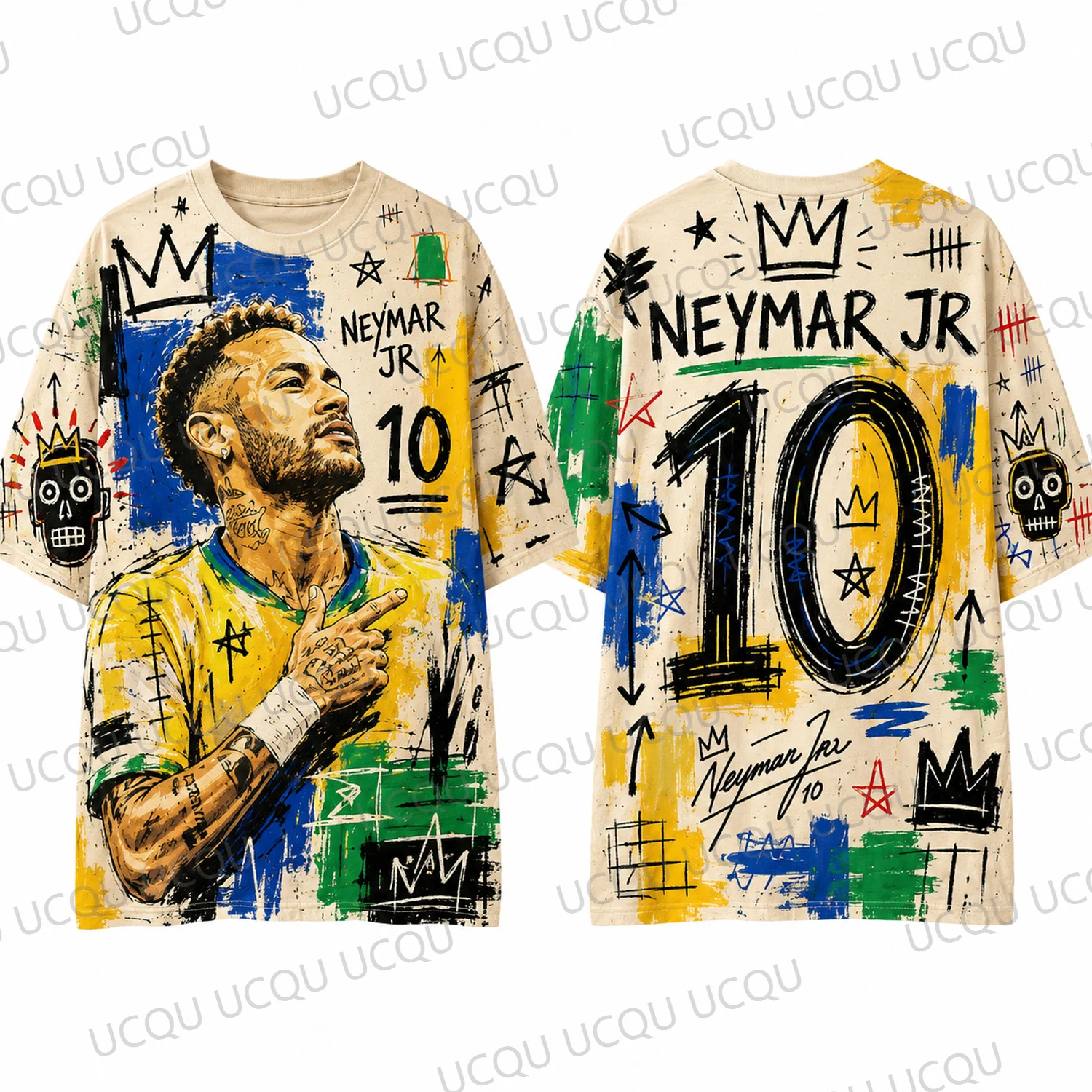 Neymar Jr 10 Graphic T Shirt Graffiti Art Streetwear Football Legend Oversized Tee Brazil Style Soccer Fan Gift Summer Casual To