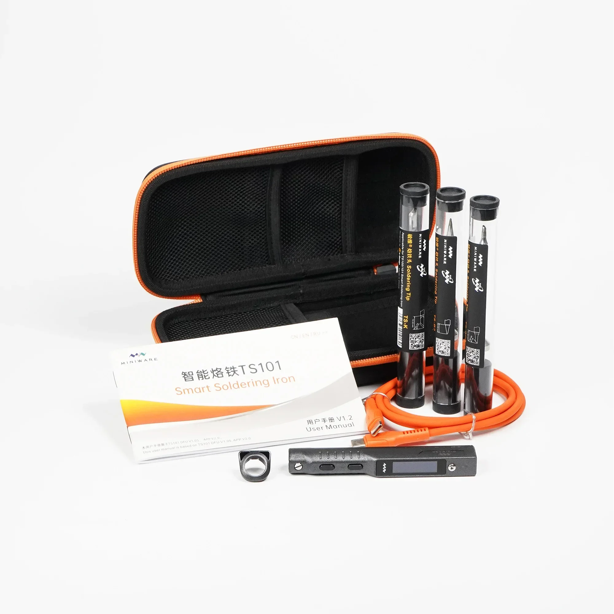 MINIWARE TS101 GO KIT Portable Smart Soldering Iron Set With TS‑B2‑BC2‑K Tips Adjustable Temperature for Solder Work Tools