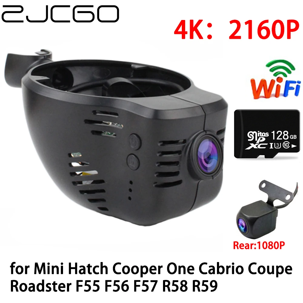 ZJCGO 4K Car DVR Dash Cam Wifi Front Rear Camera 2 Lens 24h for Mini Hatch Cooper One Cabrio Coupe Roadster F55 F56 F57 R58 R59