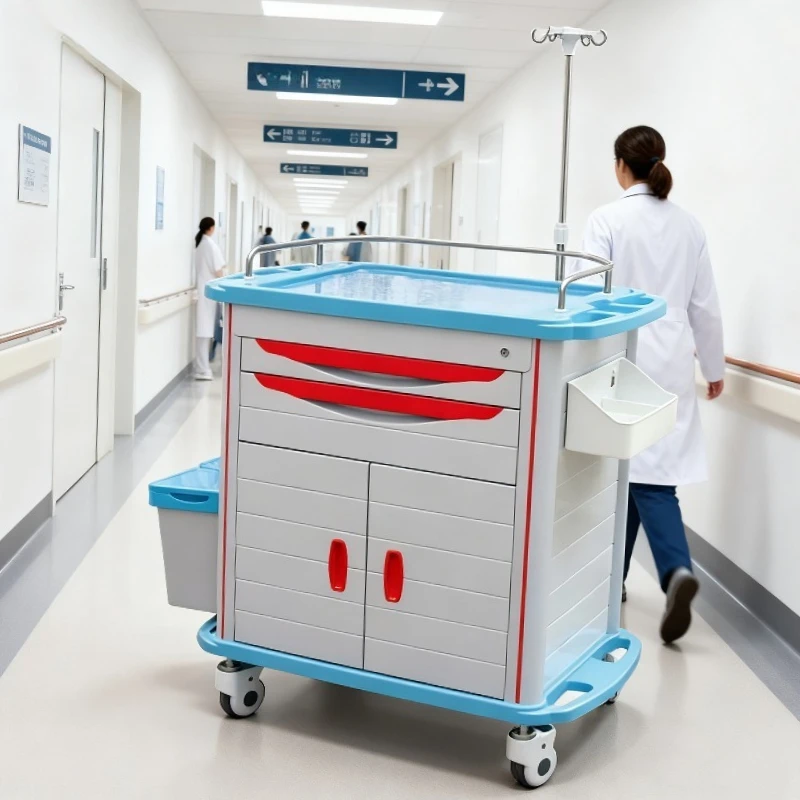 Hospital Furniture ABS Emergency Delivery Trolley Mobile Cart for Medical Use