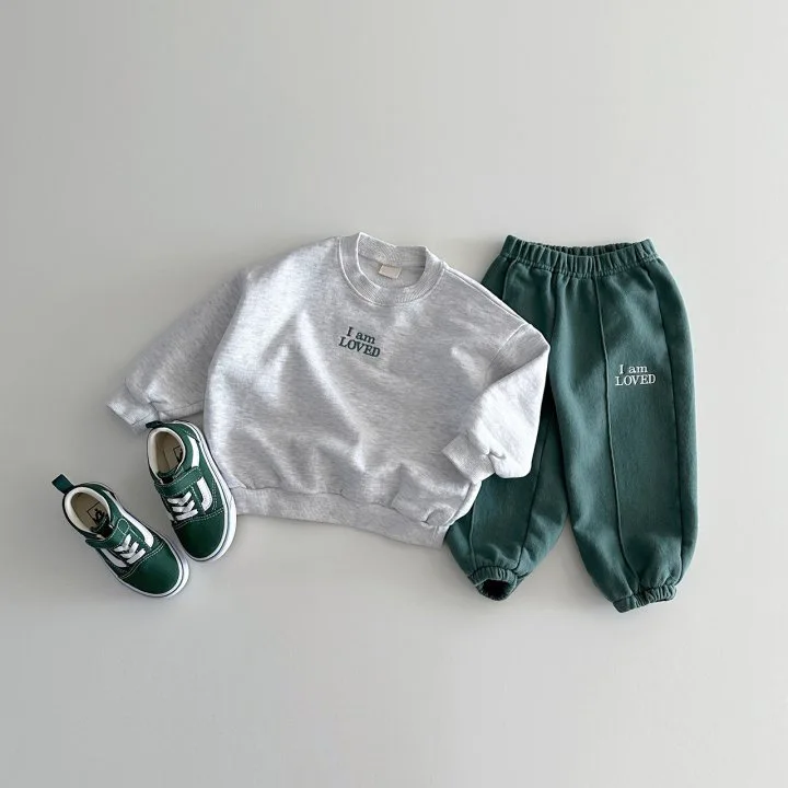 2PCS Solid Color Baby Children\'s Embroidered Hoodie Set of Two Long Sleeve Simple Polyester Cotton Casual