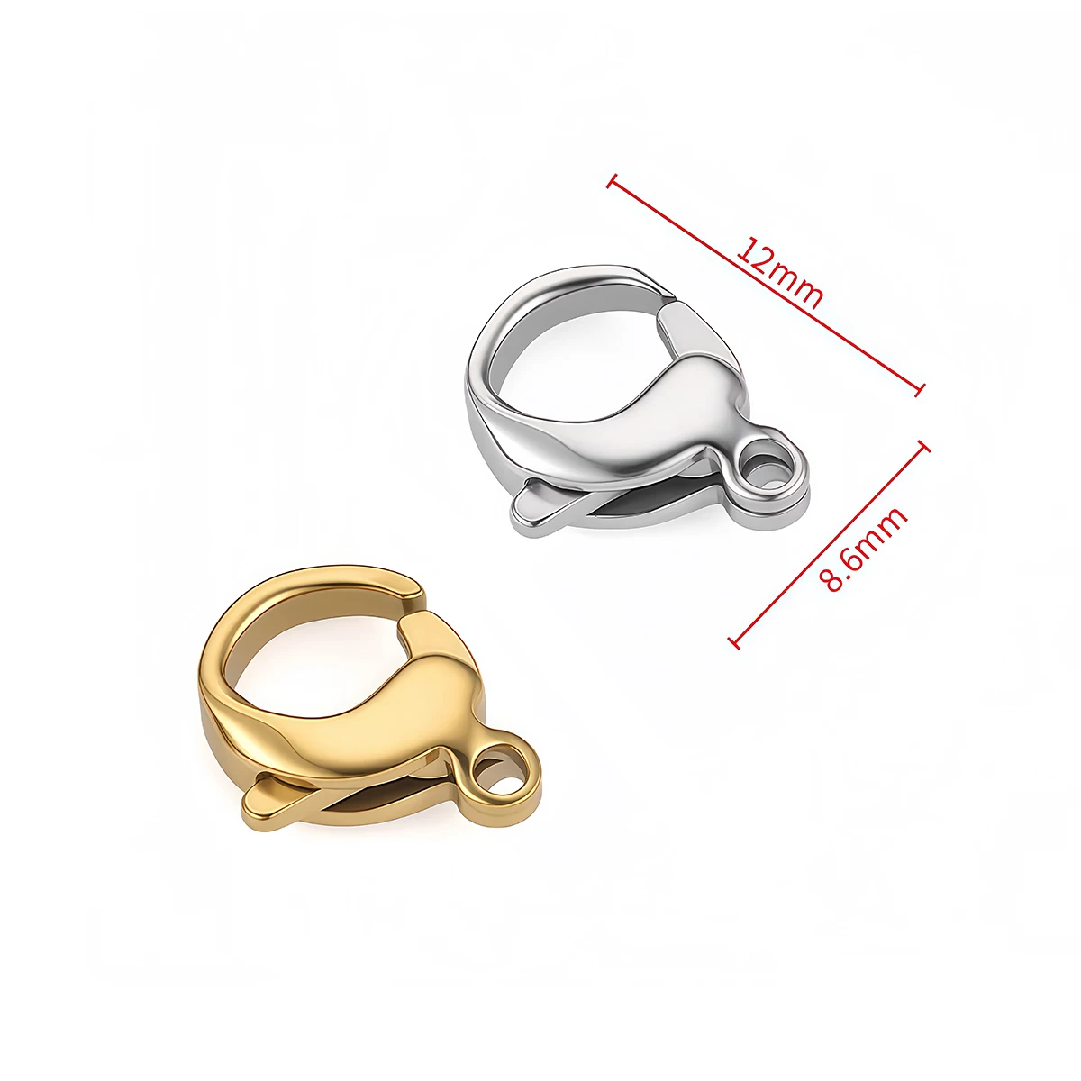 2PCS Stainless Steel Lobster Clasps Connectors Hook 12mm Gold Plated for Necklaces Bracelets Jewelry Making Findings Accessories image 2