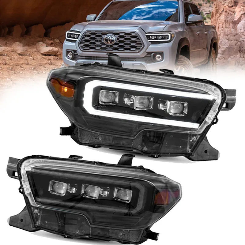 2PCS Front LED Headlights DRL Sequential Turn Signal Hi Low Headlamp For Toyota Tacoma N300 2015 2016 2017 2018 2019