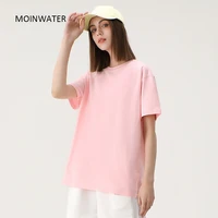 WAVLATII New Women Solid Cotton T Shirts Female Dark Green Oversized Casual Soft Tees Unisex Short Sleeve Summer Tops