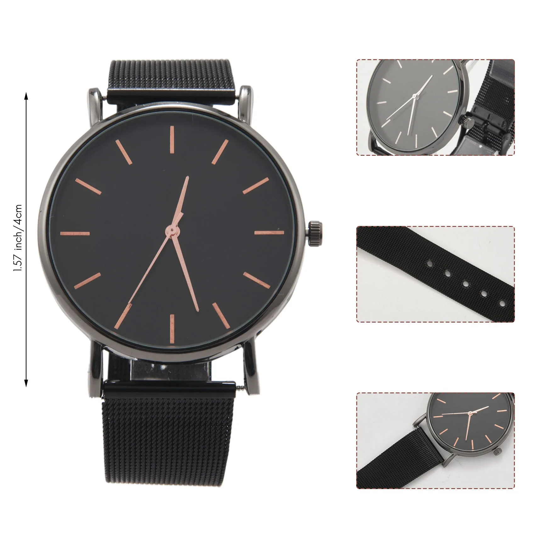 تاريخ الرياضة التناظرية كوارتز ساعة معصم موضة الفولاذ المقاوم للصدأ الرجال Relogio Masculino ساعة اليد الذكور عادية الأسود والذهب الوردي