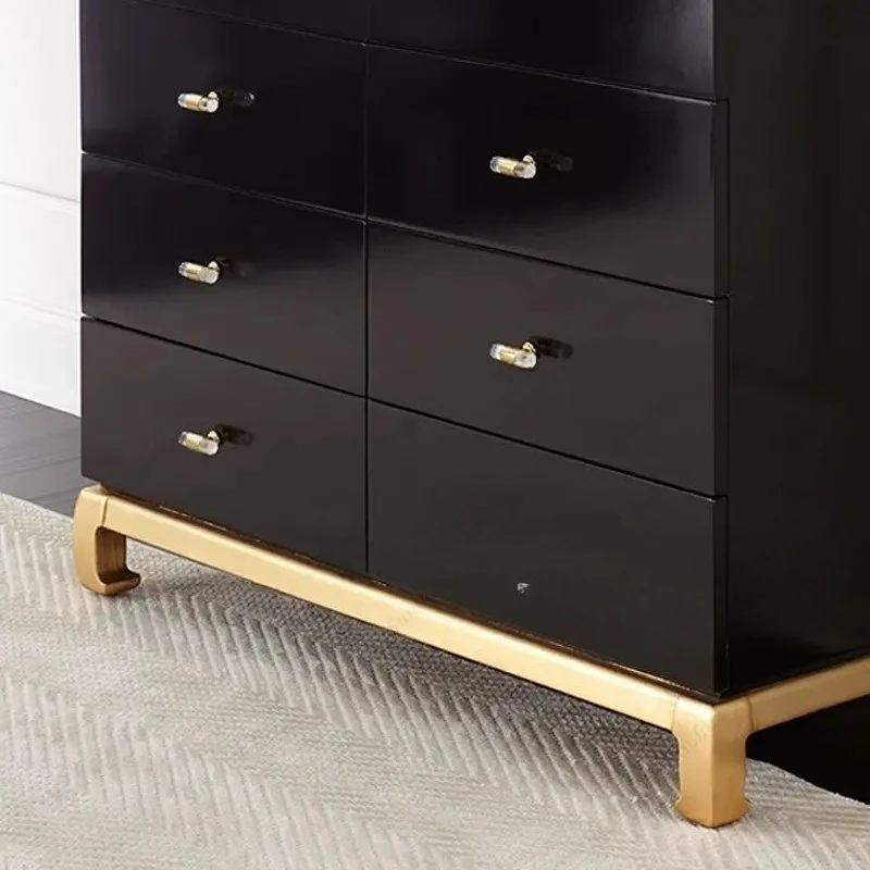 New Chinese classical black locker, eight-bucket cabinet, master bedroom solid wood storage cabinet