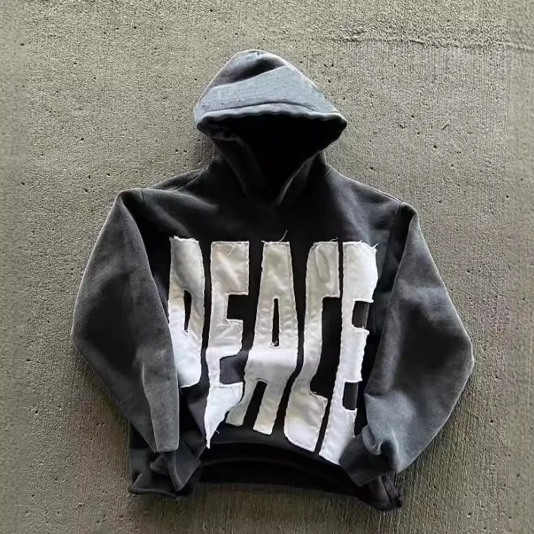 European and American Popular Loose Hooded Sweatshirt for Both Men and Women Trendy Brand Embroidered Letters Street Hip-hop